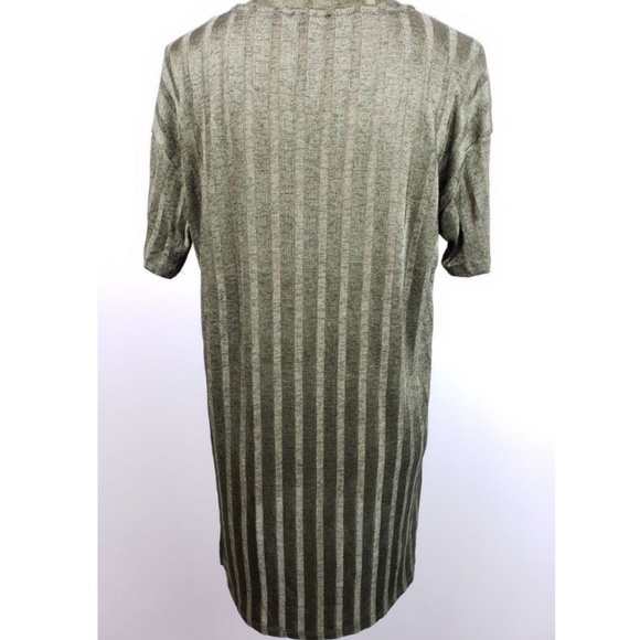 Zara Dress Green See Through Striped Loose Fit - Picture 4 of 5